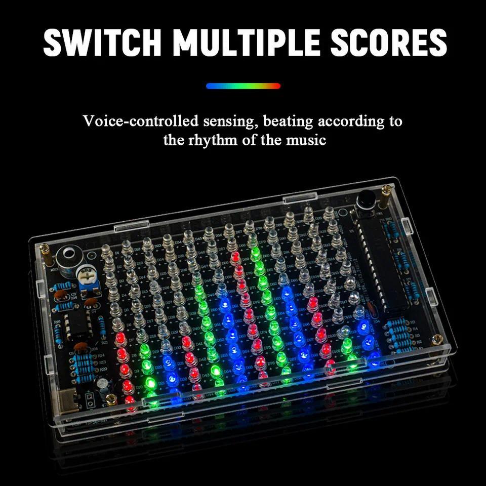Kit Elektronik Musik LED Kontrol Suara DIY, Proyek Praktik Penyolderan PCB Tampilan Frekuensi Audio,