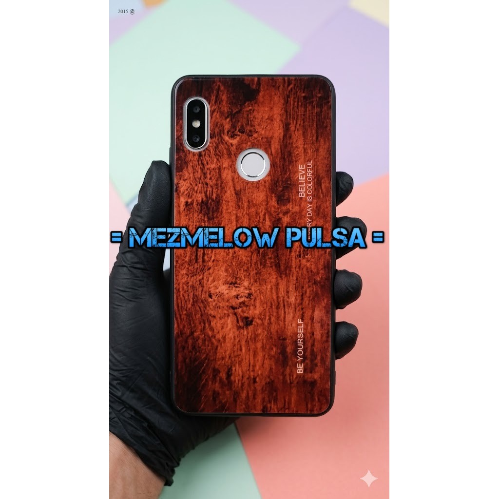 Hard Case Casing Wood Grain Glass Motif Kayu Caseng XIAOMI REDMI NOTE 5 / REDMI NOTE 5 PRO