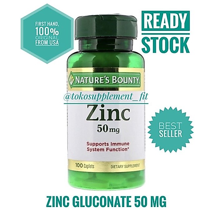 Nature's Natures Nature Bounty Zinc 50mg Zinc Gluconate isi 100 caplets
