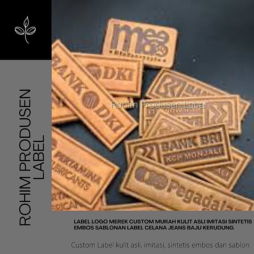 Label Logo Merek Custom Murah Kulit Asli Imitasi Sintetis Embos Sablonan Label Celana Jeans Baju 23
