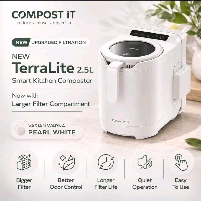 Compost It - TerraLite S 2.5L Mesin Kompos Otomatis S Food Waste Composter Pengolah Sampah Dapur Ram