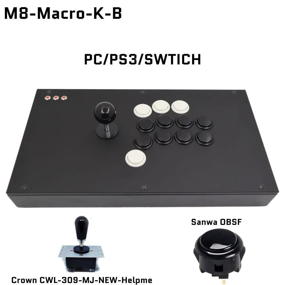 FightBox M8-macro Hitbox style Sanwa Korean joystick plug and play Game Controller with Macro Recorn