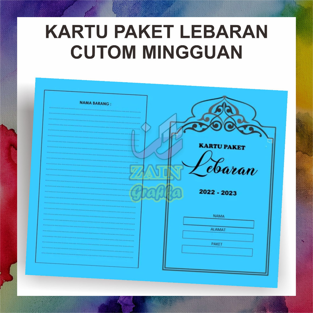 100 pcs Cetak Kartu Paket Lebaran Mingguan