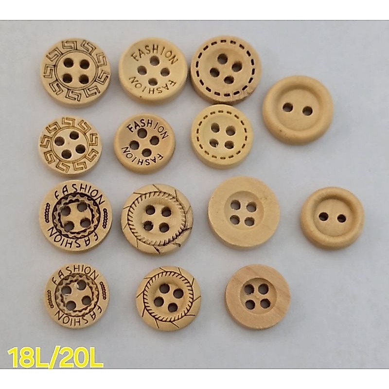 100 PCS KANCING KEMEJA HEM KAYU MOTIF 18L 20L Kancing Kayu Hias RM