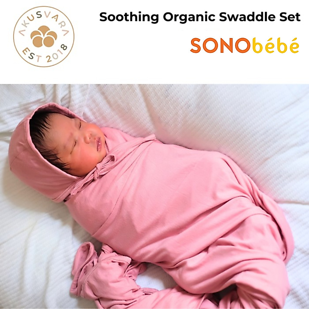 AKUSVARA - Soothing Jumbo Organic Swaddle with Hat | Bedong Bayi