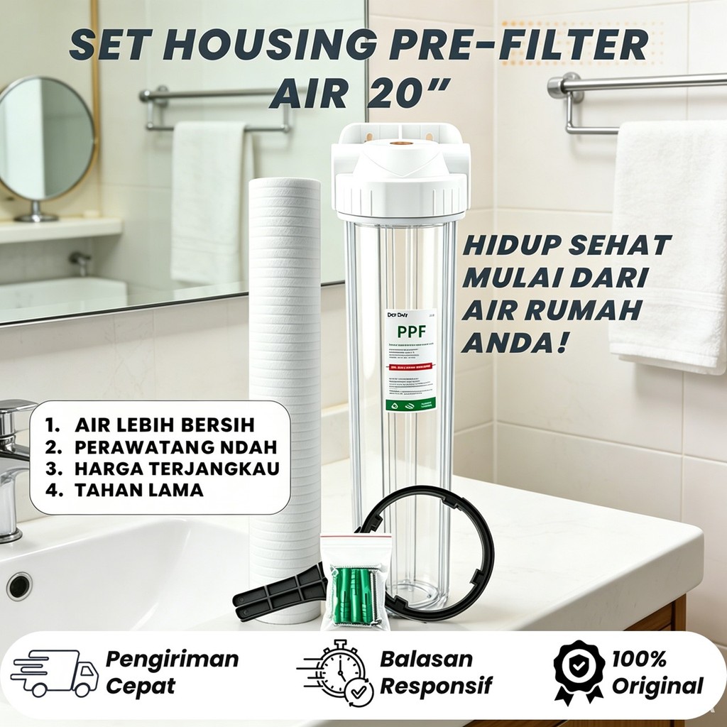 Housing Filter Air 20" / Water Filter Housing 20" -  Clear, 1/2 inch