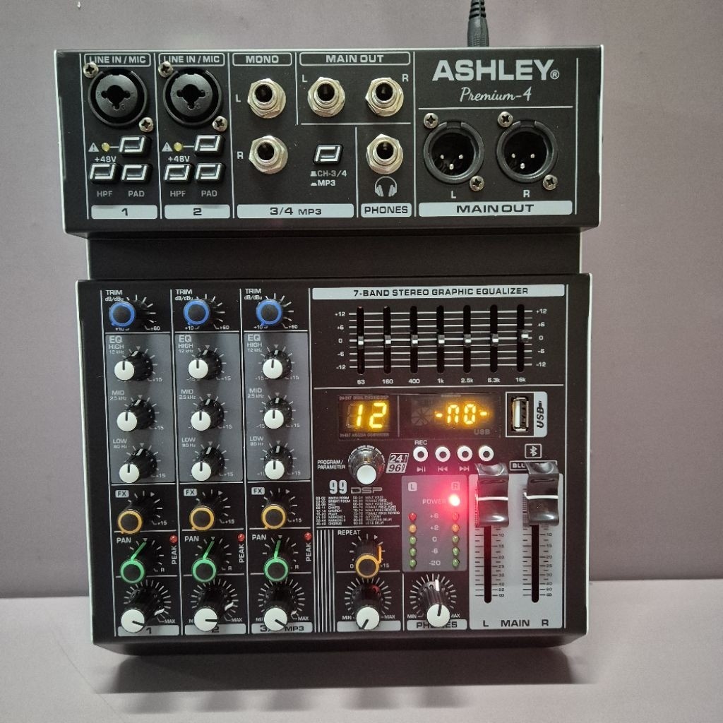 Komponen MIXER AUDIO ASHLEY PREMIUM4/PREMIUM 4 4CH USB-BLUETOOTH-RECORDING TO PC NEW
