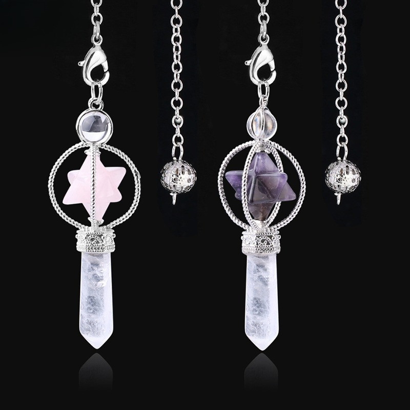 Liontin heksagram merkaba, liontin pendulum bisa diputar
