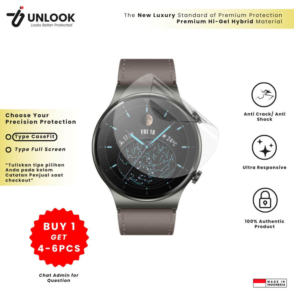 UNLOOK Hi-GEL HYBRID Hydrogel+ Anti Gores Jelly for Huawei Watch GT 2 Pro,  GT 2 Porsche Design,  GT