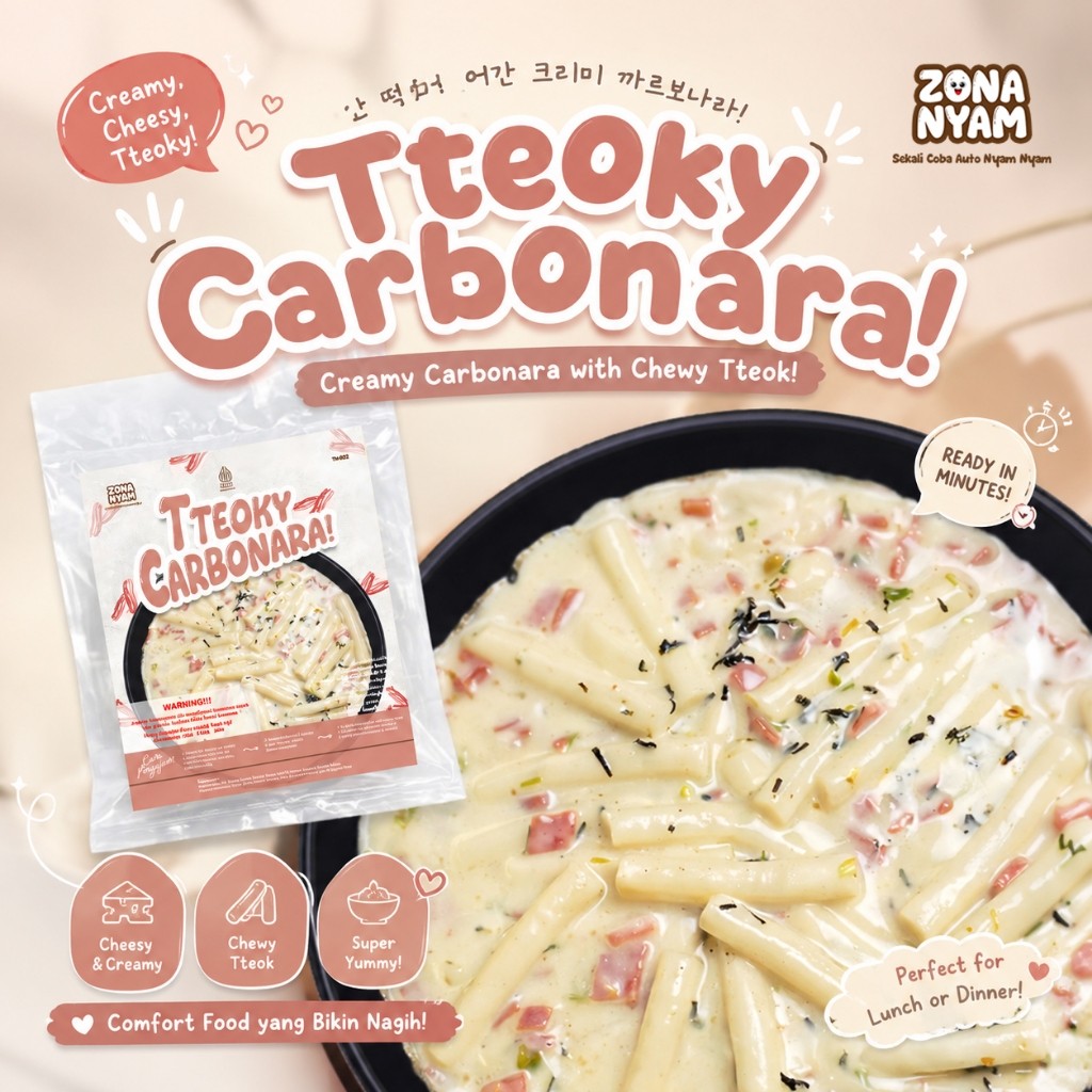 ZonaNyam - Tteokbokki Carbonara - Topokki Rose Keju - Topokki Rose Keju Cheese - Gochujang Makanan I