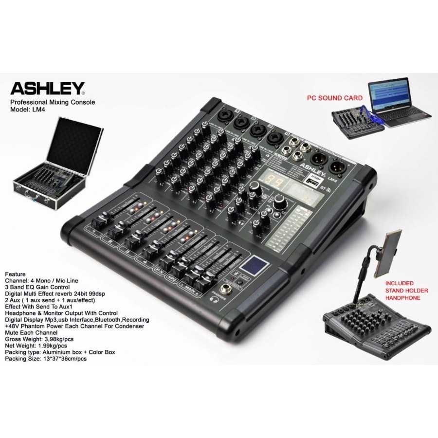 Mixer Audio ASHLEY LM 4 - 4 Channel Original ASHLEY LM4 Free Hardcase