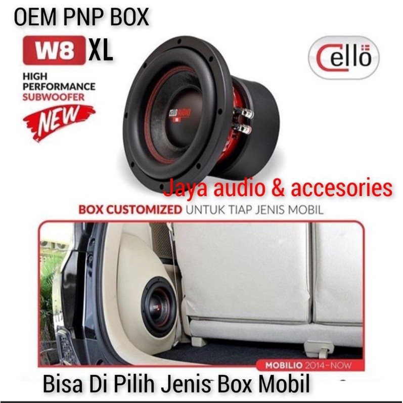 Subwoofer PNP box Cello 8inch W8 XL include Box Mobil Mobilio-Avanza-Fortuner-Inova-Xpander Dan Jeni