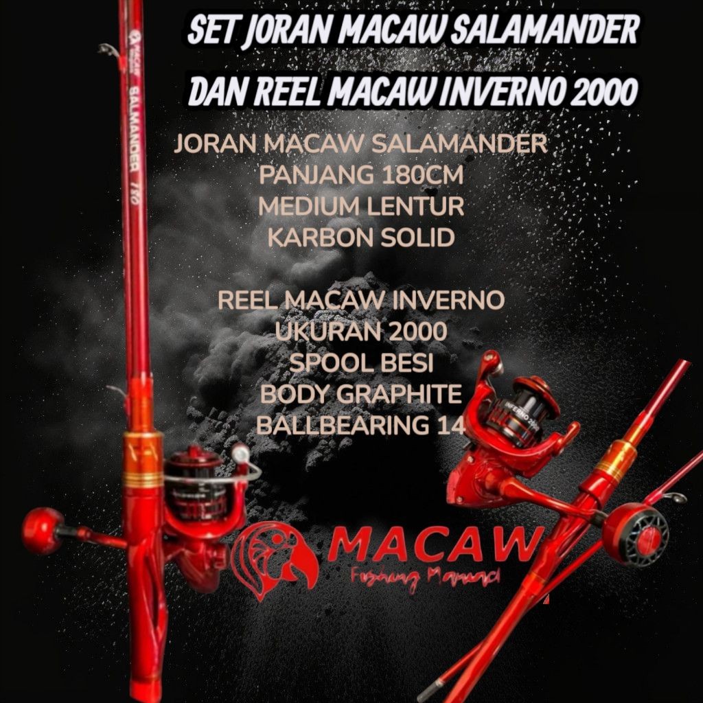 SET JORAN MACAW SALAMANDER & REEL MACAW INVERNO 2000 SPOOL BESI