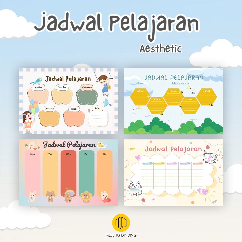 JADWAL PELAJARAN CUSTOM / JADWAL PELAJARAN AESTHETIC / POSTER PELAJARAN BEST SELLER / POSTER SEKOLAH