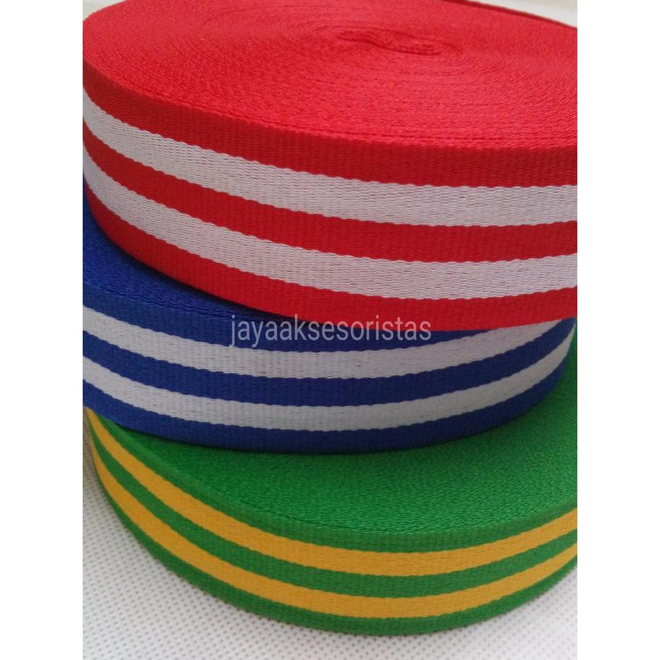 menjual tali webbing kalung medali 3.5 cm murah bandung - Hijau-Kuning