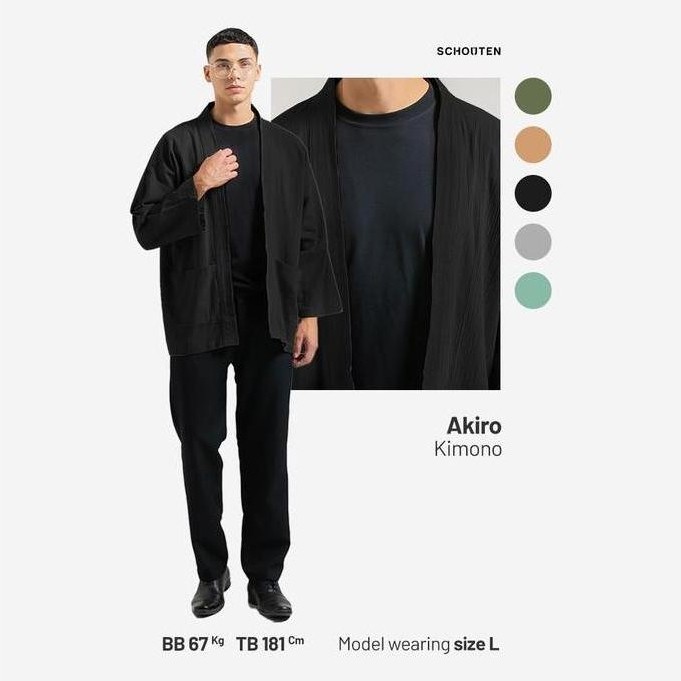 BAGIRNO81 - SCHOUTEN OUTER LINEN AKIRO BLACK - KIMONO PRIA WANITA (UNISEX)
