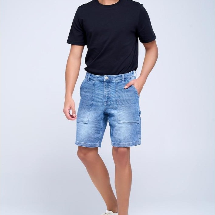 MANZONE - Celana Pendek Denim Pria Reda - Light Blue