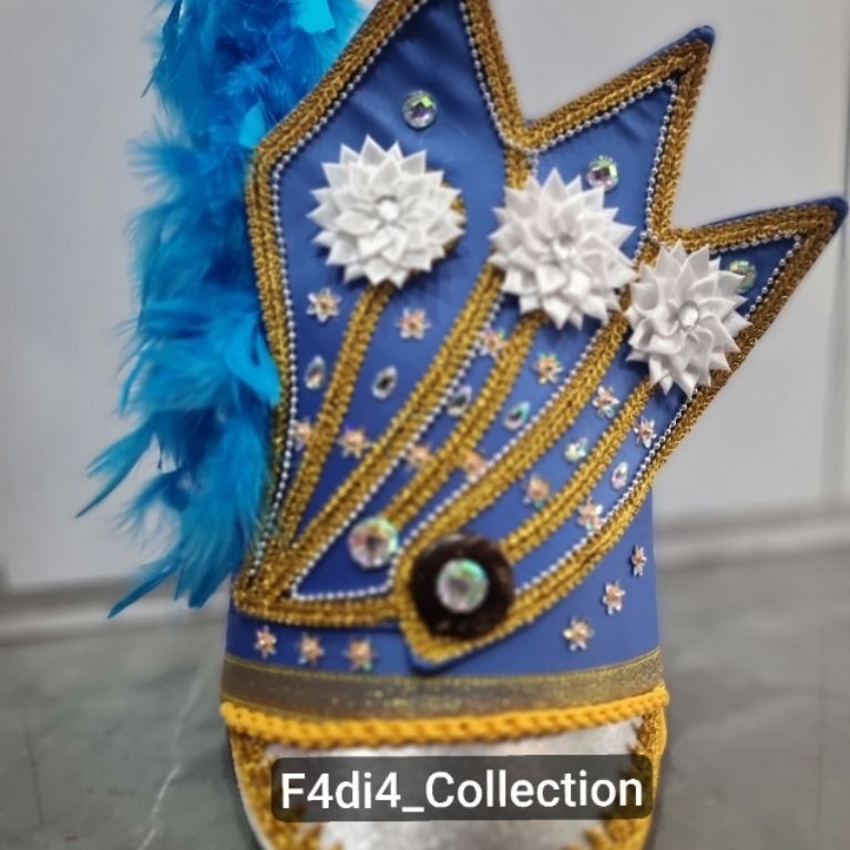 Topi Cindai Biru Silver/Topi Mayoret/Hiasan Kepala mayoret