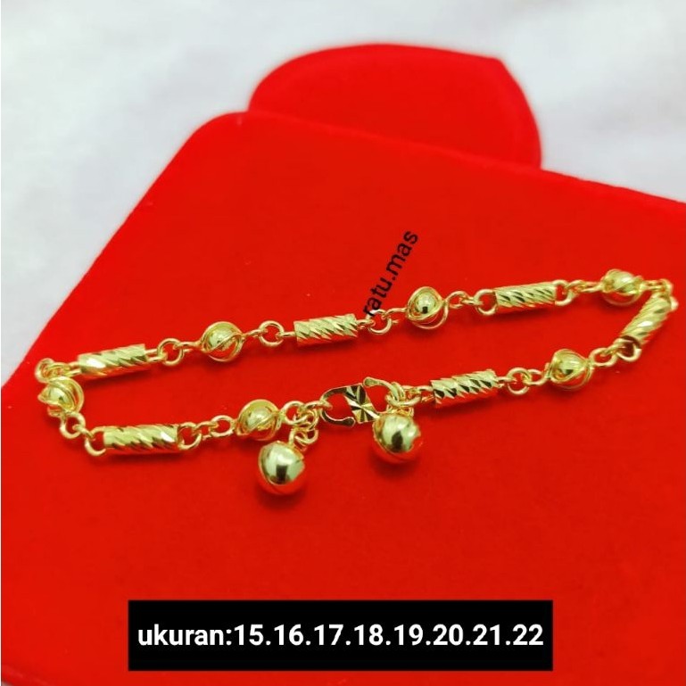 Gelang Rantai Dewasa Bambu Ukir Perak 925 Asli
