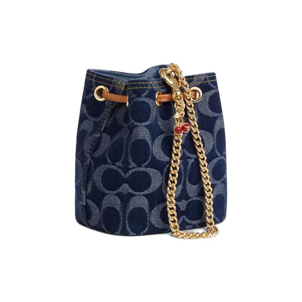 COACH Drawstring Fabric Handbag, Shoulder Bag Mini Women's Blue CZ031-IMXIA