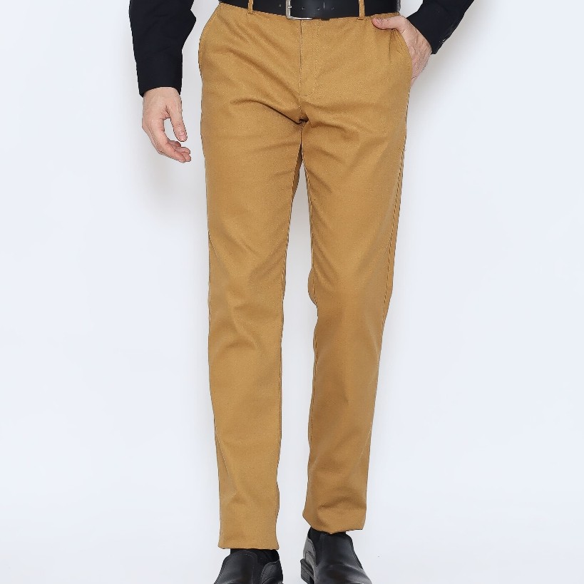SCHOELLER COSTA-SF Celana Chino Pria Slim Fit Brown Cotton Stretch Premium