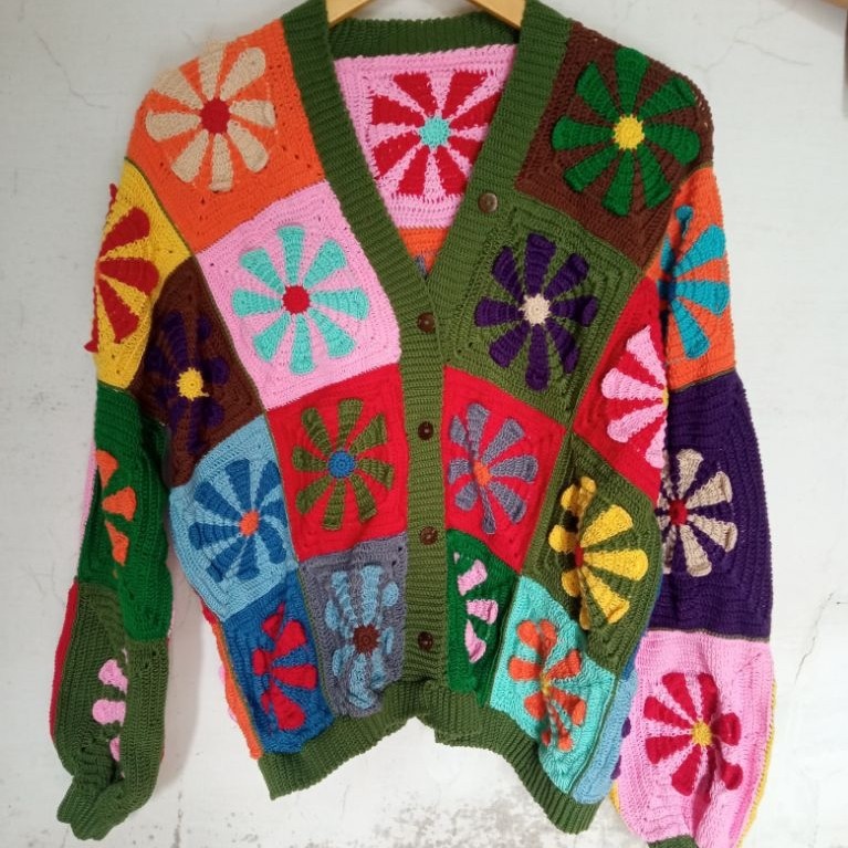 flower patchwork cardigan crochet