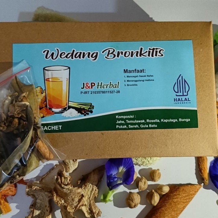 Wedang rempah bronkitis 10 bungkus premium J&P herbal komplit dengan gula batu