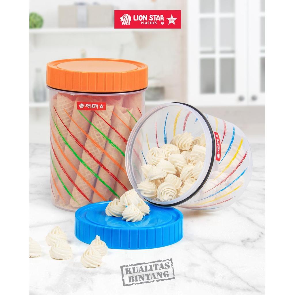 MICTON Lion Star PT-6 Tiffany Candy Pot L 1600 ml Toples Snack Plastik BPA Free Wadah Permen Kue Ker