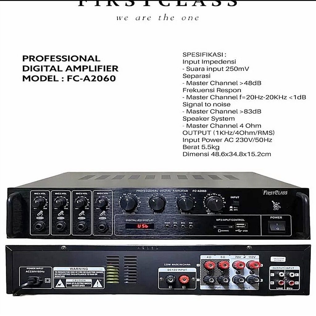 Amplifier TOA Firstclass FC A2060 Bluetooth 120Watt Ampli Toa