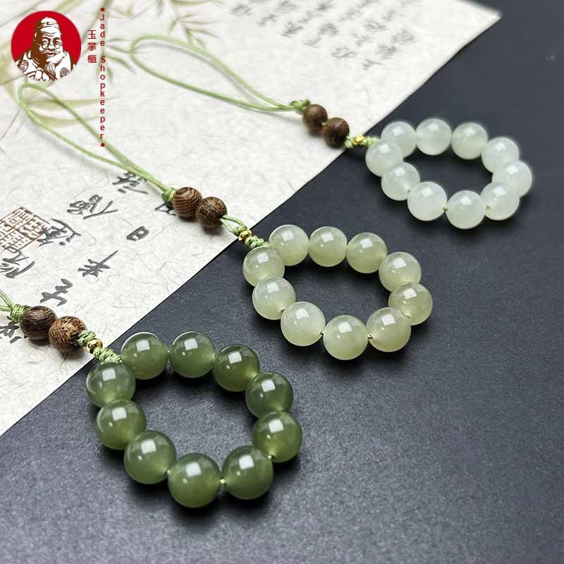 Giok Hetian alami, liontin ponsel, liontin aksesori DIY