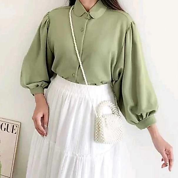 Blouse Wanita Kekinian - Atasan Elze Blouse Katun Batwing Shirt