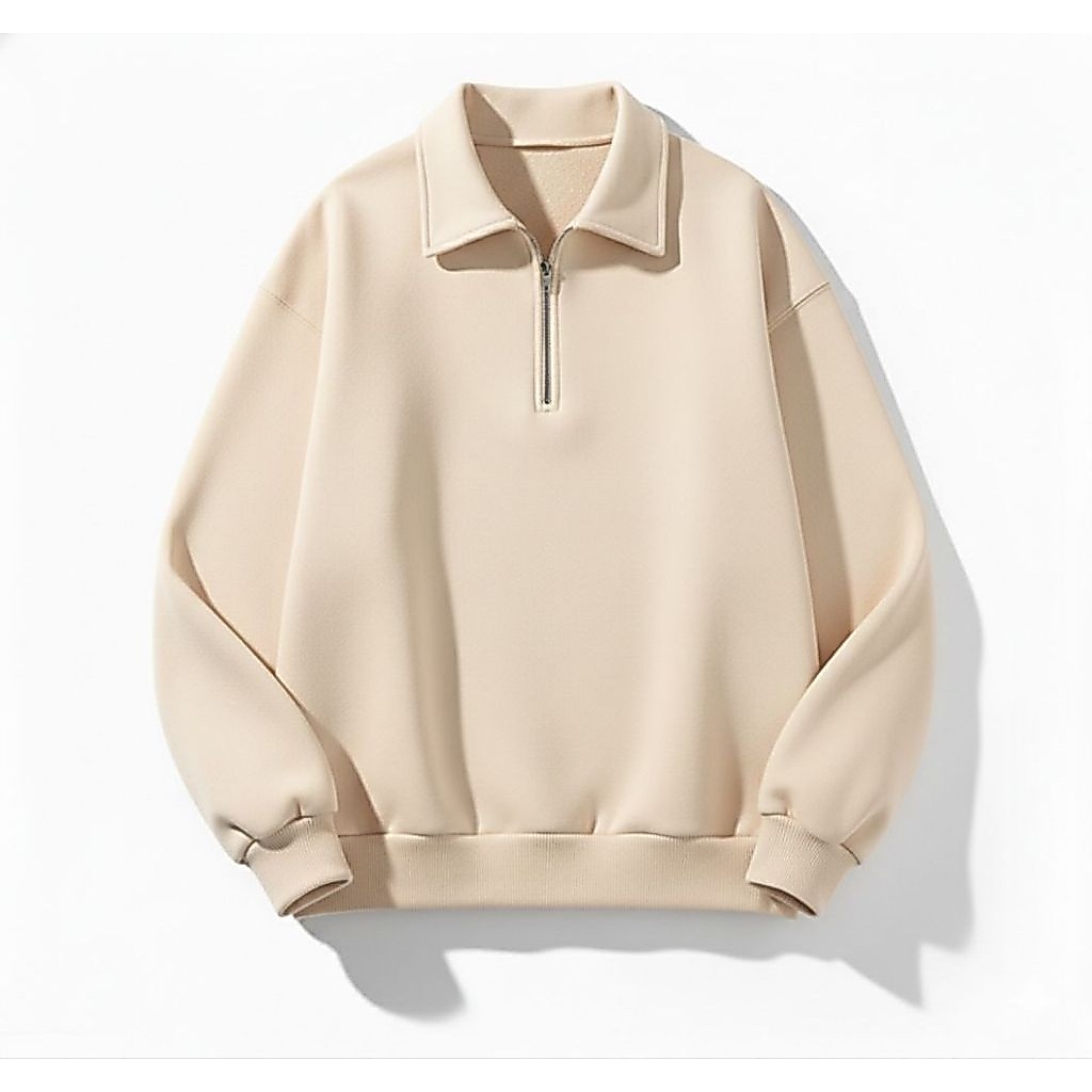 Sweater Crewneck Half Zipper murah