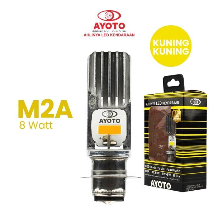 (LIVE) Lampu motor depan LED AYOTO M2A M2B PRO H6 AC DC motor matic bebek AC DC - M2A KUNING/KUNING