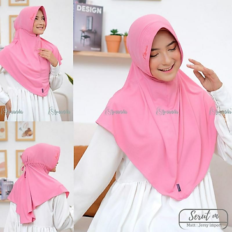 HARGA RESELLER JILBAB SERUT AMANDA ORIGINAL  /HIJAB SERUT AMANDA POLOS PET BORDIL BAHAN JERSEY SUPER