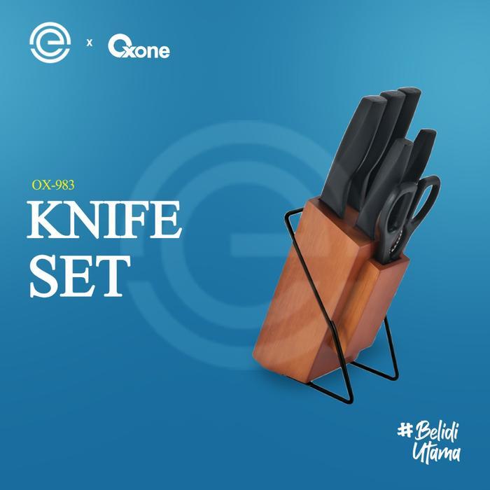 OXONE Pisau Set 6 Pcs Wood Block OX-983 - HITAM