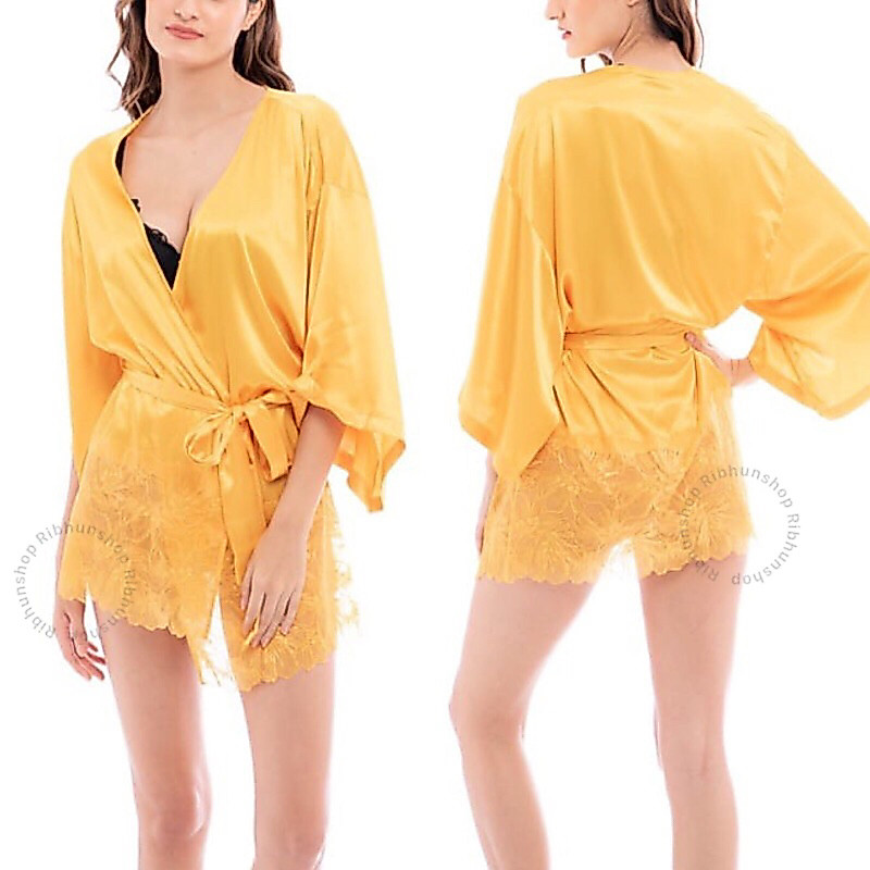 La Senza Original Satin Lace Kimono Size S-M 11199755