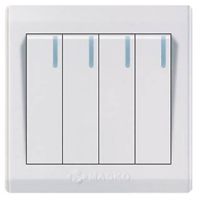 Masko PIANO Saklar 4 gang Putih Minimalis N-514