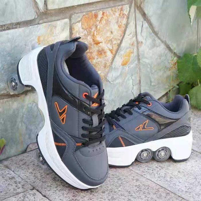 Sepatu Roda Casual Skate / Kick Roller Shoes Impor Viral TIKTOK Outdoor - Hitam, 33-37(CHAT ADM)