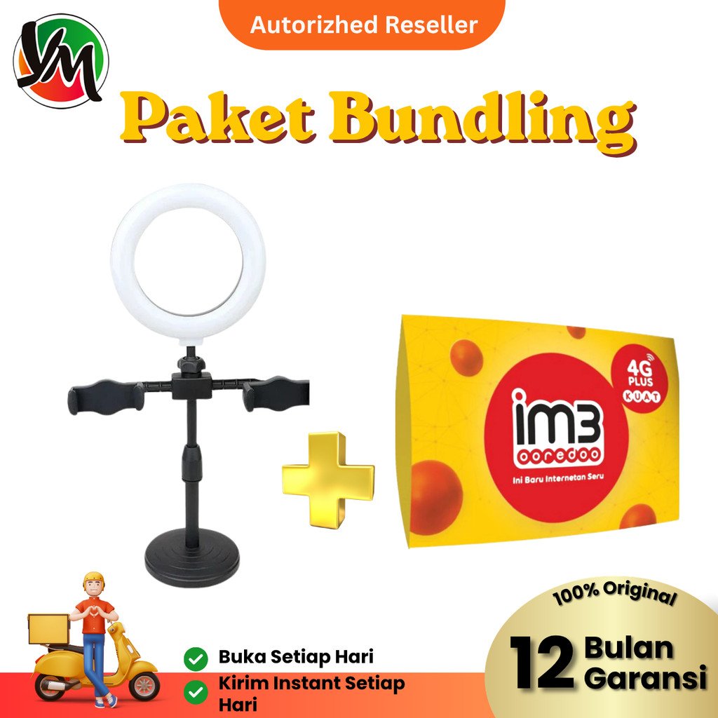 [PAKET BUNDLE] Tripod 2 Holder 28cm + Kartu Perdana Indosat 3GB 28 Hari Khusus Jabar | Paket Live St