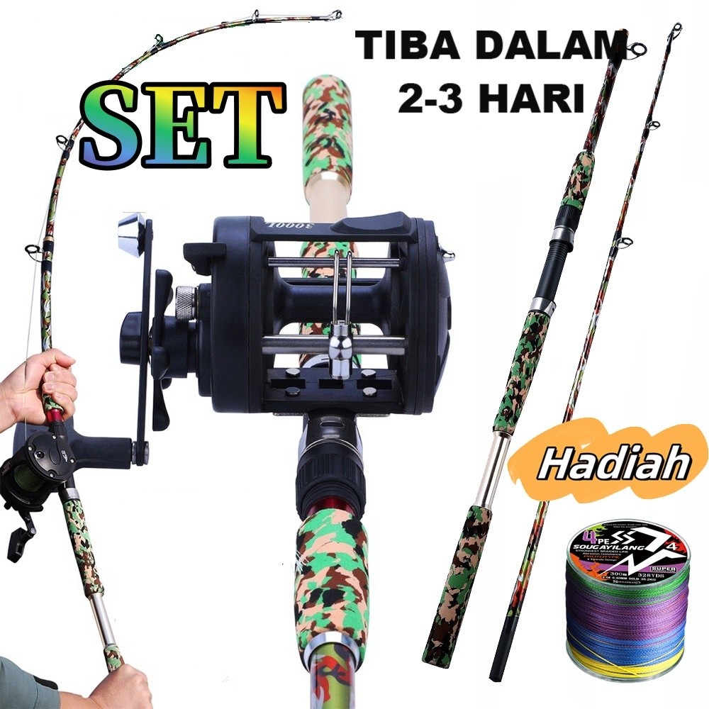 Sougayilang Set joran pancing 2 bagian 1,65m Joran pancing serat karbon ultralight & reel trolling M