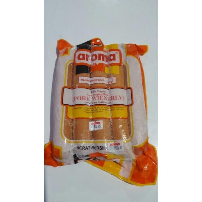 SOSIS BABI PORK WIENERLY SAUSAGE AROMA 18cm (500gram perpak)