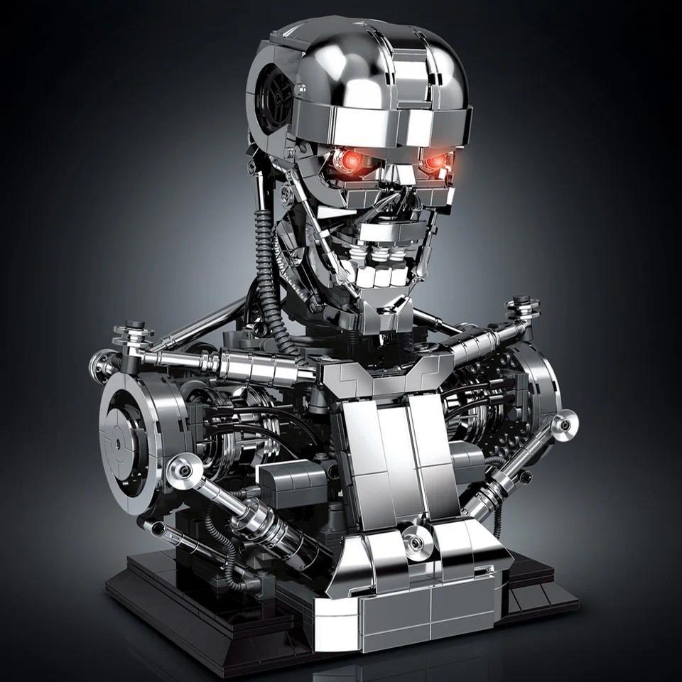 1469pcs MOC Technical Mechanical Terminator Building Blocks Model Half-body Head Bricks Toys for Chi