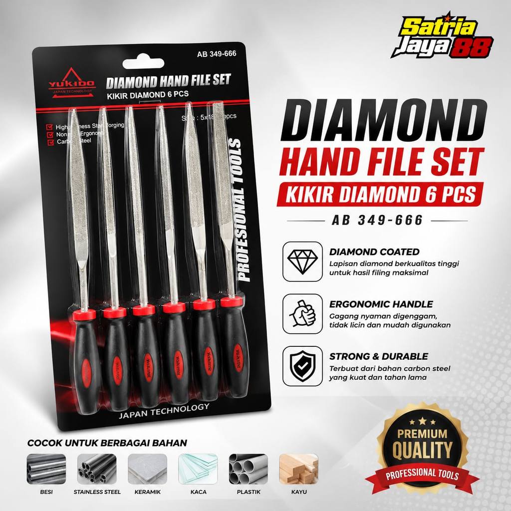 (COD) YUKIDO Alat Kikir Emas Besi 1 Set 6 Pcs Diamond Intan / Set Alat Kikir