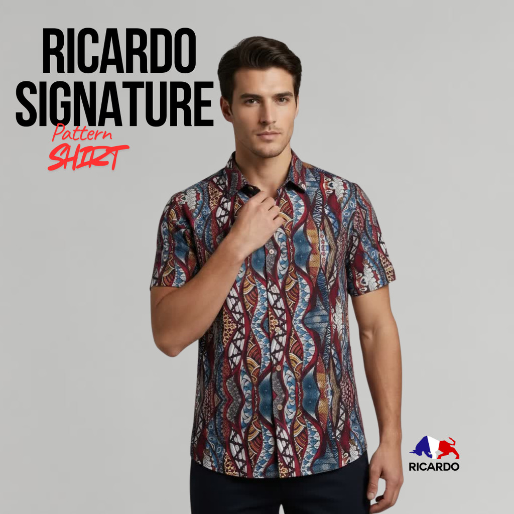 RICARDO kemeja pria Motif lengan pendek FS 22048 ( dbritano )