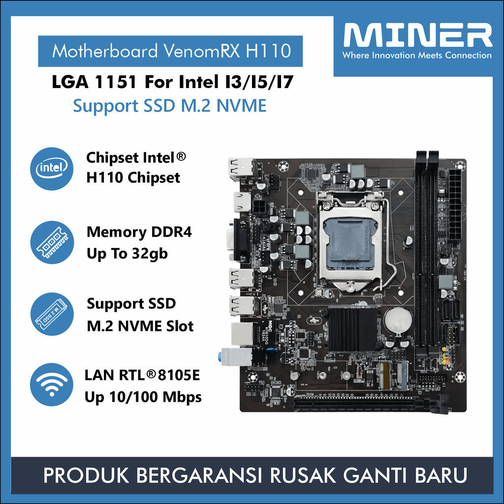 MINER Motherboard H61 Esonic Processor Intel Gen 2/3 LGA 1155 Core I3/I5/I7/Pentium