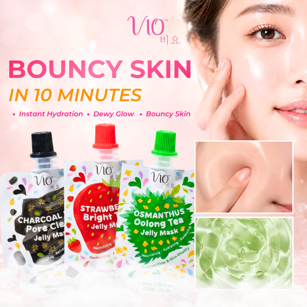 Vio Jelly Mask 80ml – Wajah Kenyal Bercahaya Brightening TXA / Osmanthus Oolong Tea / Charcoal BHA J