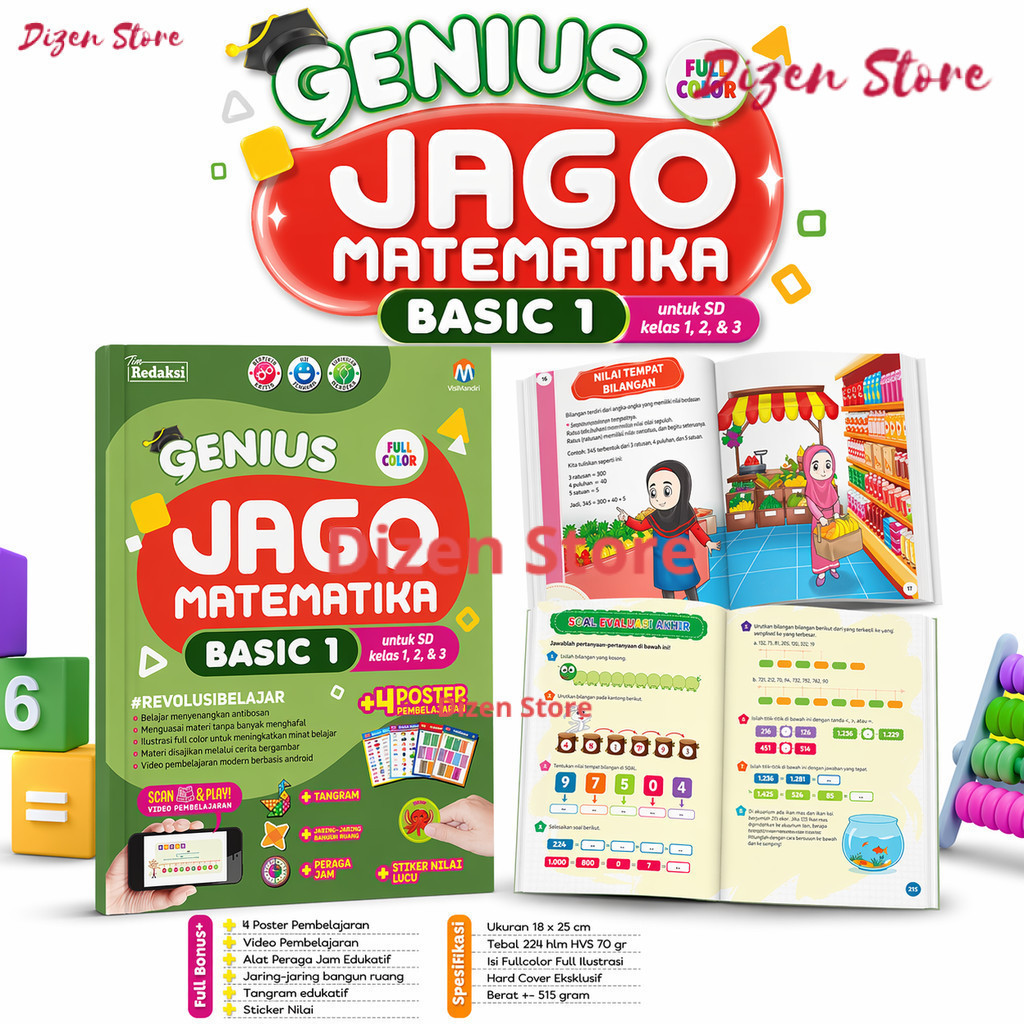 ziyadbooks official genius jago matematika anak belajar berhitung calistung kelas 1 sd tk lengkap