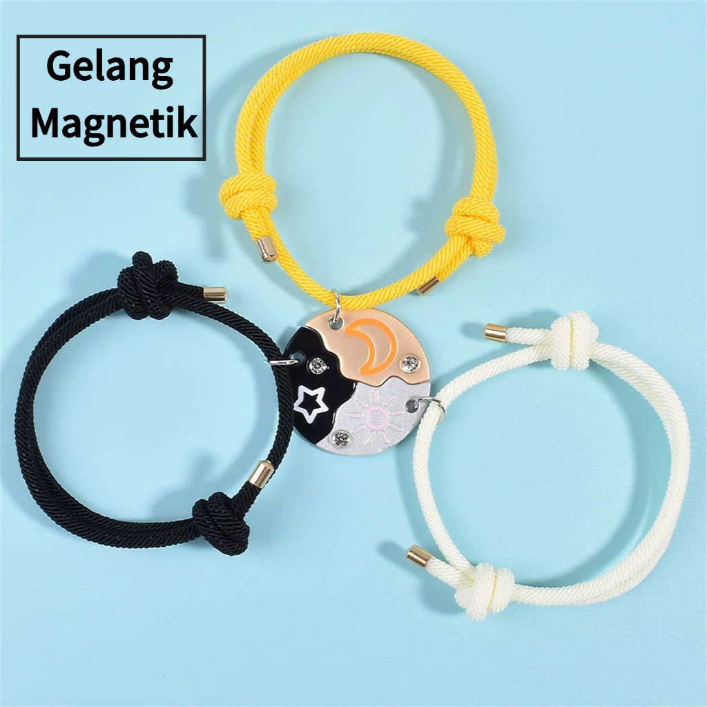 [24 JAM KIRIM] Gelang Persahabatan 3 Sahabat Motif Bintang Bulan Matahari Gelang Enamel Alloy Hadiah