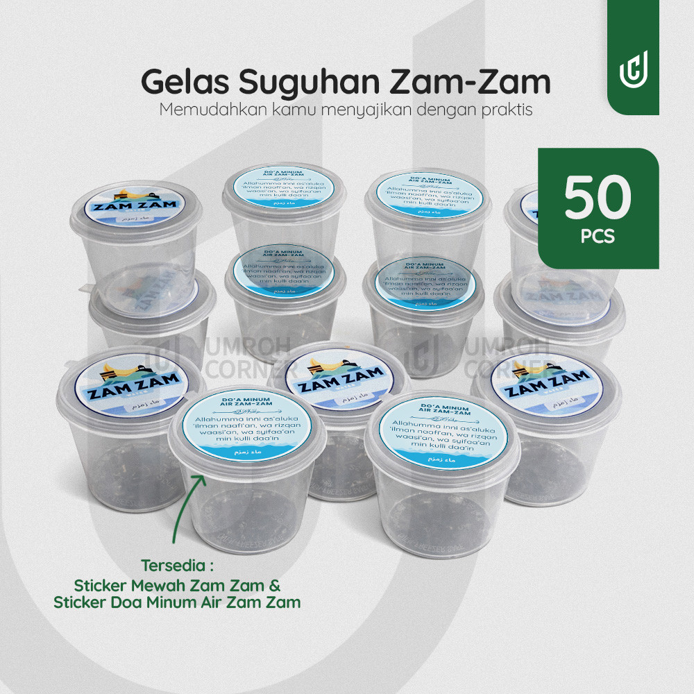 Gelas Zam Zam Sekali Pakai Haji Umroh 25 ml Sekali Teguk - Cup Wadah Suguhan Air Zamzam Plastik