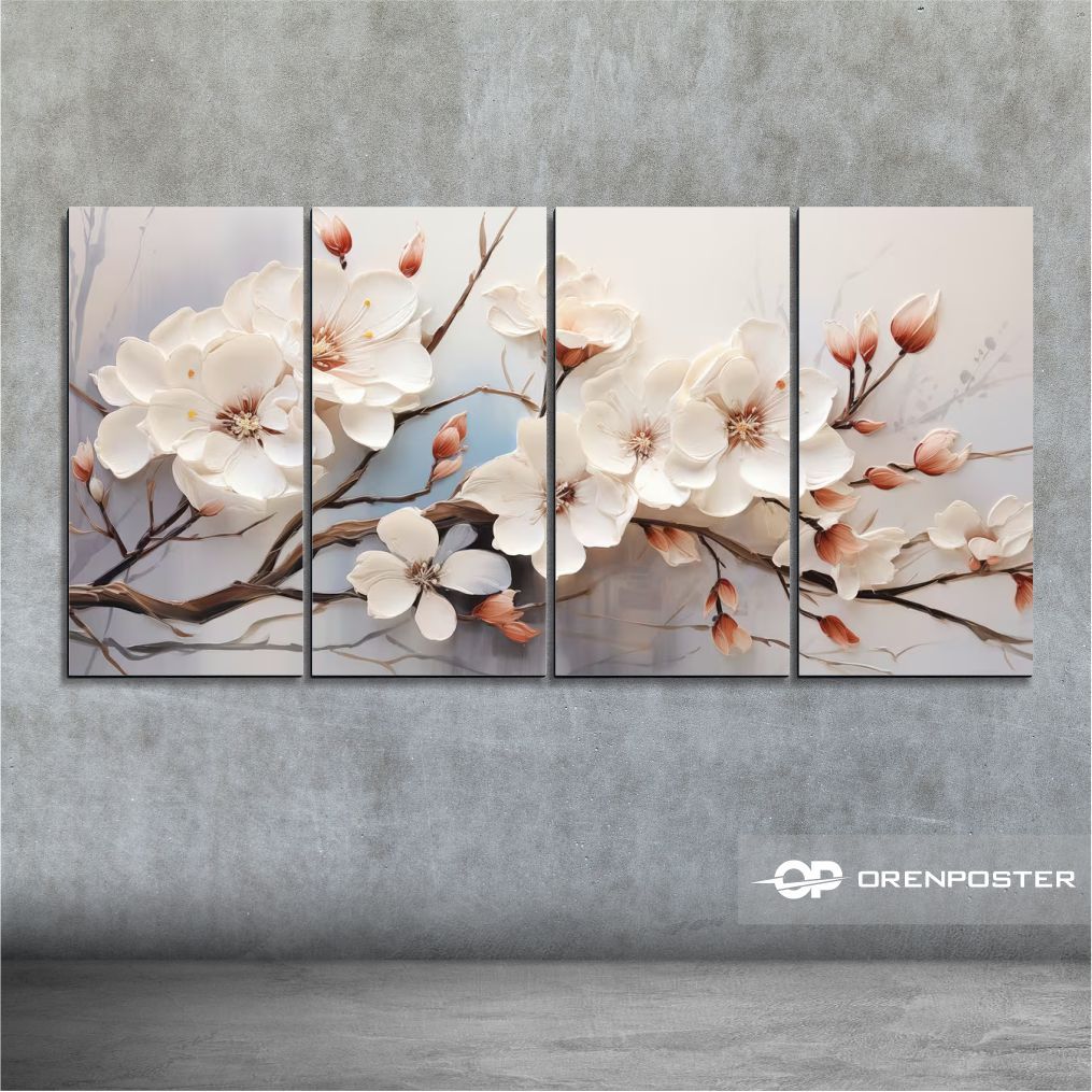 Poster Dinding kayu Bunga Sakura Flower Art Wall Decor nature flower art
 Dekorasi Pajangan